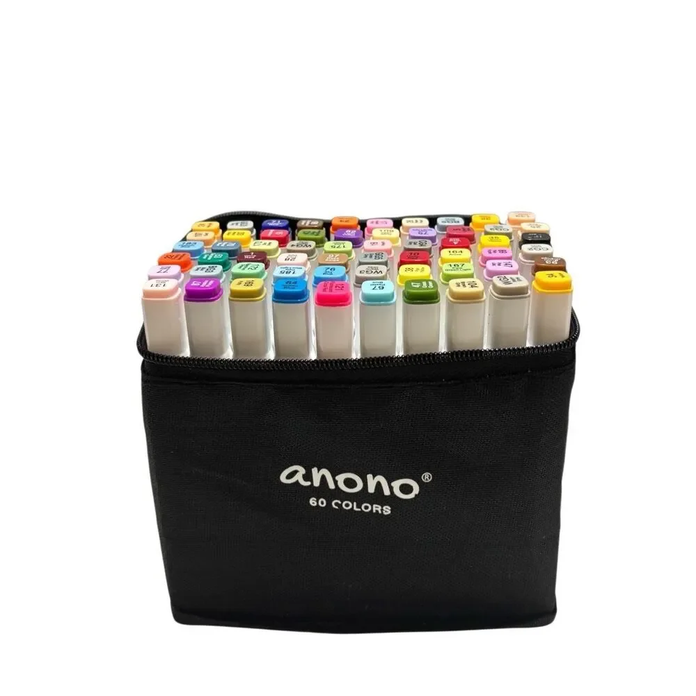 anono 60 Colors Alcohol Markers Set, Coloring Markers with Chisel and Fine Tips,